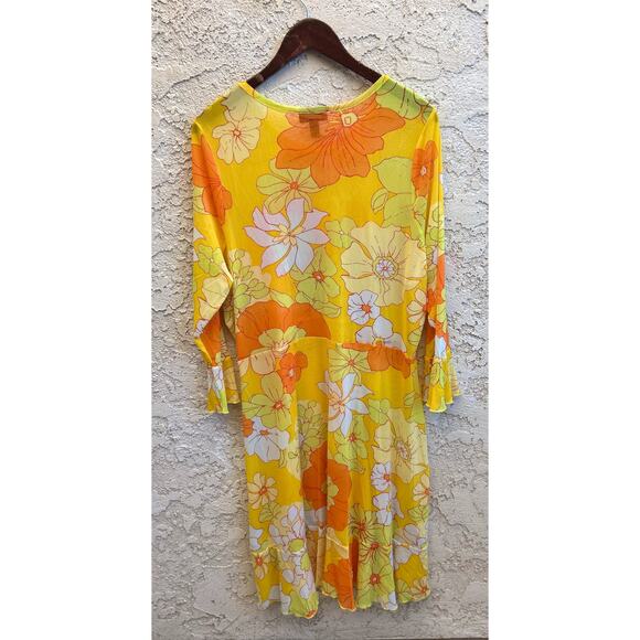 ModCloth Tropicana Isle Mesh Midi Dress Orange Yellow Floral Womens Size 2X - Picture 4 of 9